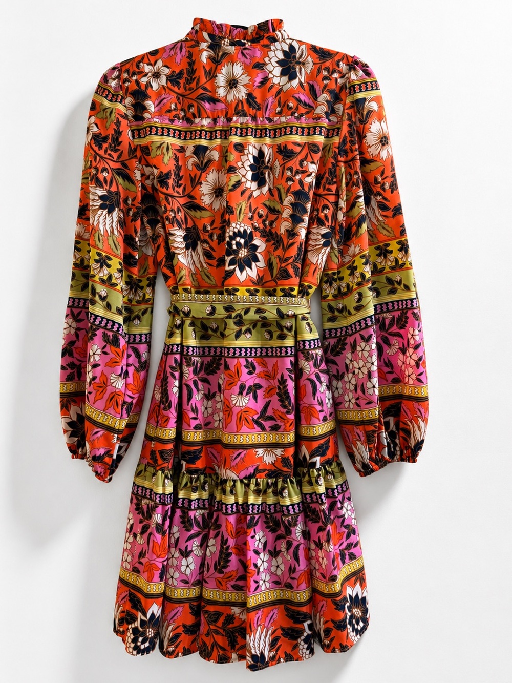 Vince Camuto Floral Tiered Mini Dress Long Sleeve with Pockets Size 4
